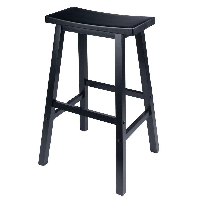 29" Satori Saddle Seat Barstool Black - Winsome: Solid Wood, High-Top Counter, Backless Design
