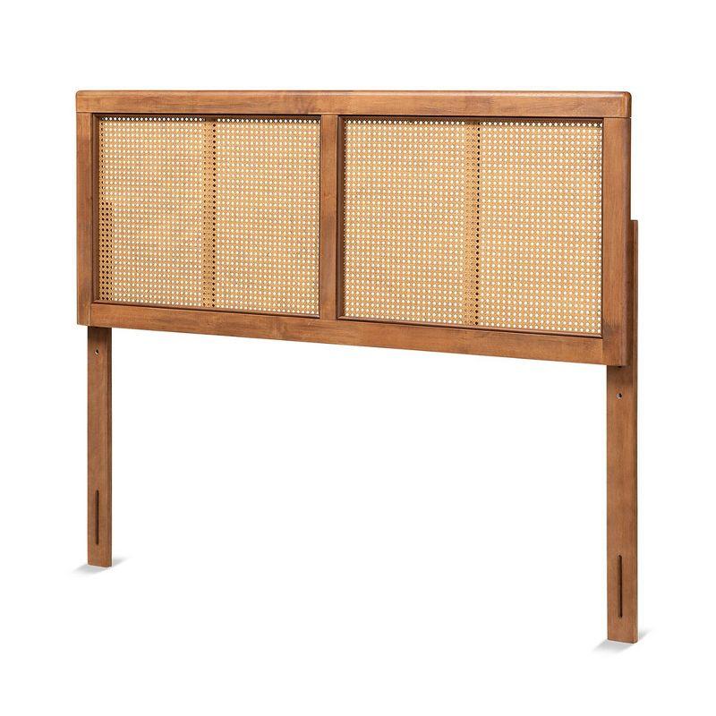 Full Gilbert Wood and Synthetic Rattan Headboard Walnut - Baxton Studio: Bed Frame Mounted, 50" Height