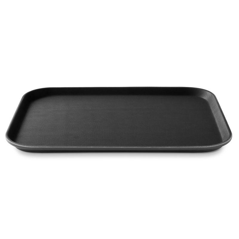 Set of 4 Black Rectangular Non-Skid Serving Trays