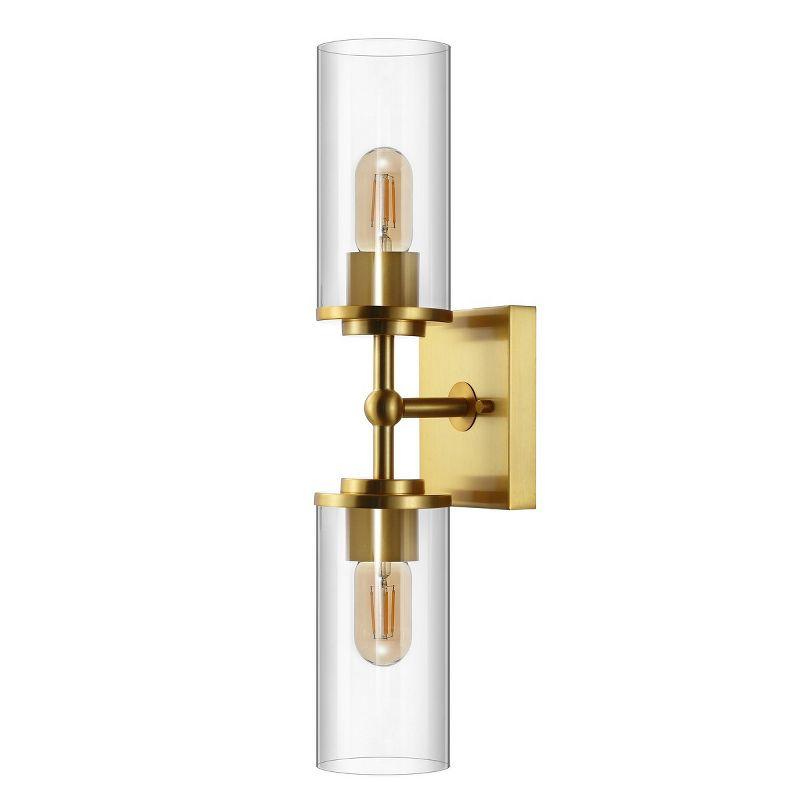 Lolita 2-Light Brass Gold Wall Sconce with Clear Shade