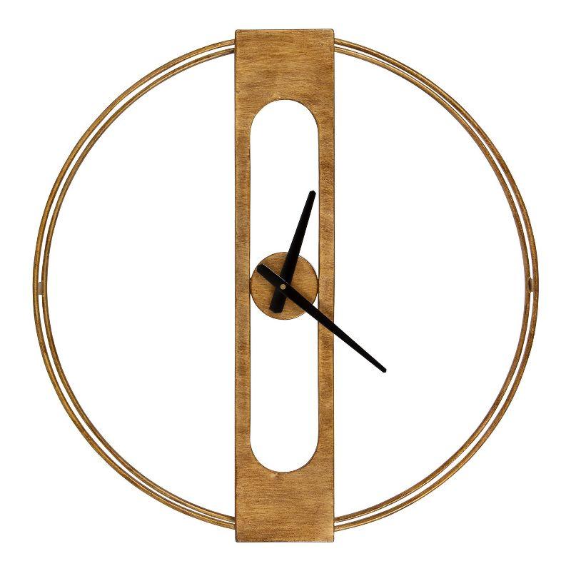 22" Gold Metal Numberless Wall Clock with Black Hands