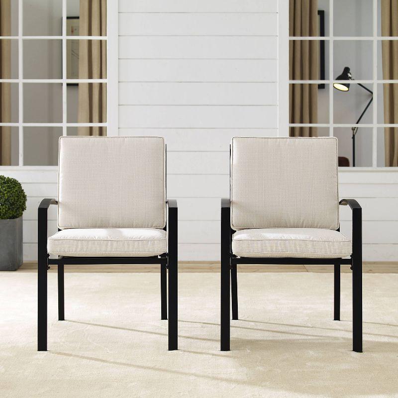 Kaplan 2pk Outdoor Dining Chair Oatmeal/Oil Rubbed Bronze - Crosley