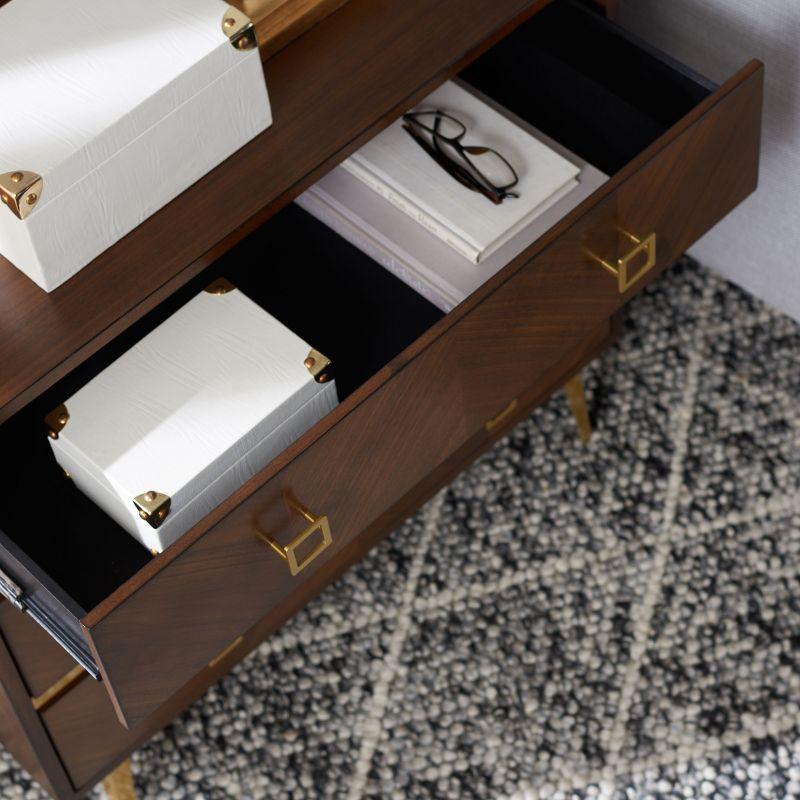 Katia 3 Drawer Chest - CHS6413 - Walnut/Gold - Safavieh