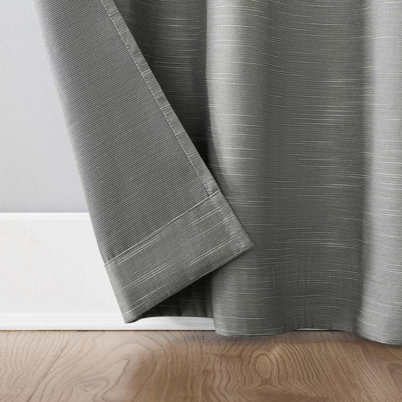 50"x96" Archaeo Total Blackout Textured Linen Blend Grommet Top Curtain Panel Gray: Modern Noise Reduction, Thermal Insulated