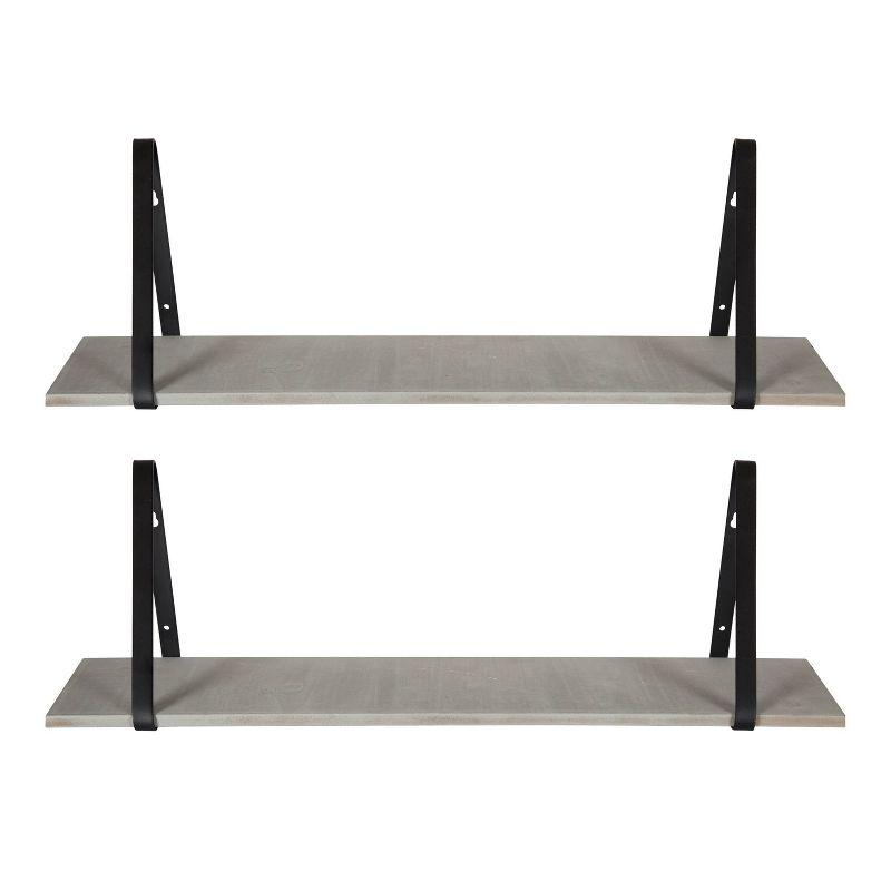 27.5" x 8.2" 2pk Soloman Wooden Shelf Set with Brackets - Kate & Laurel All Things Decor