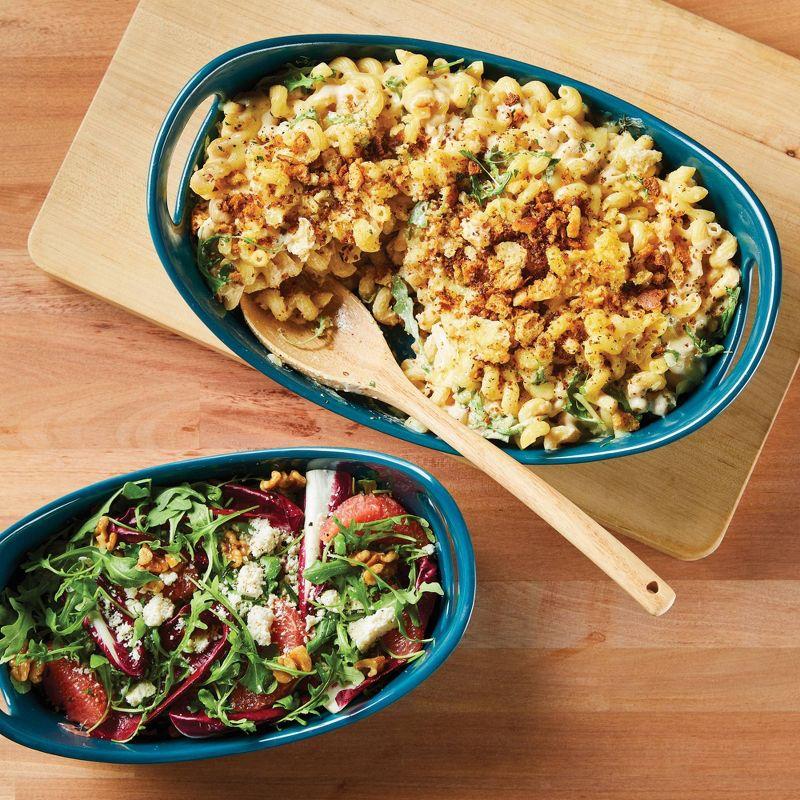 Rachael Ray Ceramic 1.25qt & 2.25qt Oval Bakers Marine Blue: Even-Heating Bakeware, Microwave & Dishwasher Safe