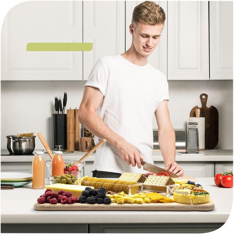 Srenta Clear Cracker Tray for Serving, Set of 2 Rectangular Cracker Holder for Serving Trays, Acrylic Food Display Cracker Serving Stand for Home