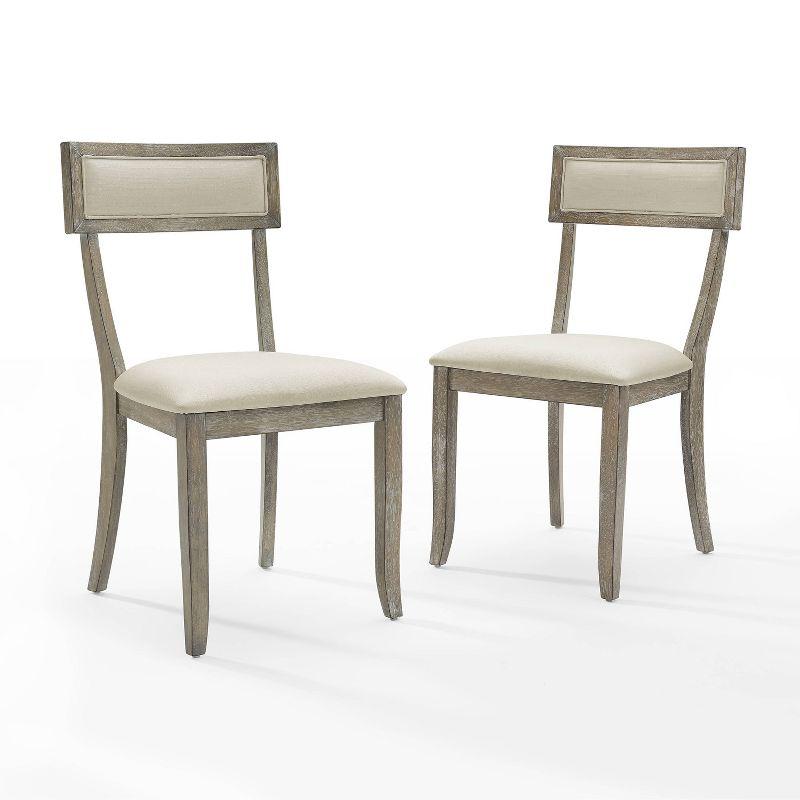 Crosley Set of 2 Alessia Dining Chairs Rustic Gray Wash: Upholstered, Rubberwood Legs, Foam Padded