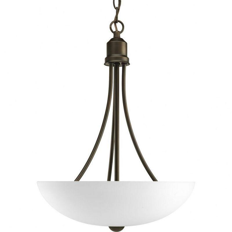 Antique Bronze 2-Light Inverted Pendant with Etched Glass Shade