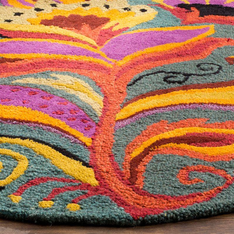 Blossom BLM679 Hand Hooked Area Rug - Blue/Multi - 6' Round - Safavieh.