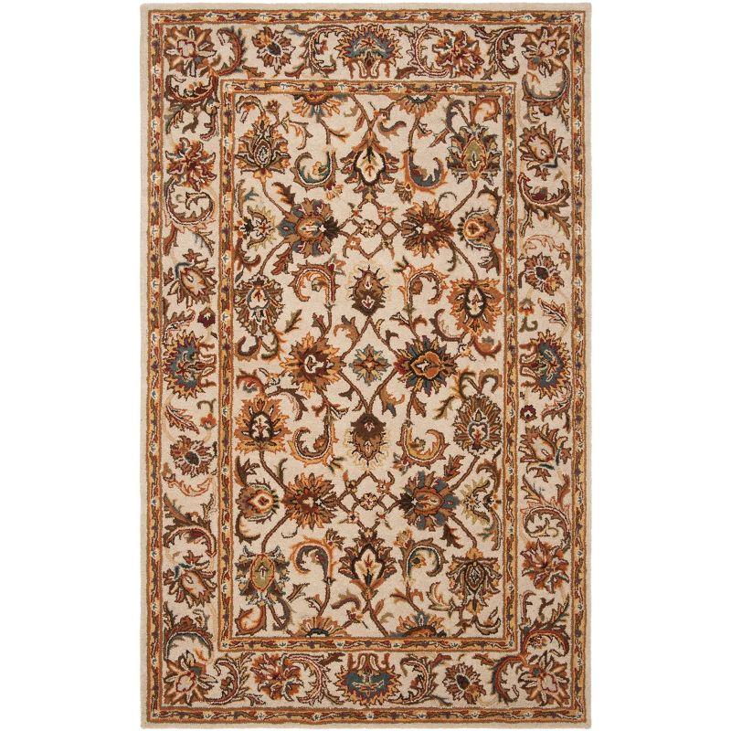 Ivory Hand-Tufted Wool Persian-Inspired Area Rug, 5' x 8'