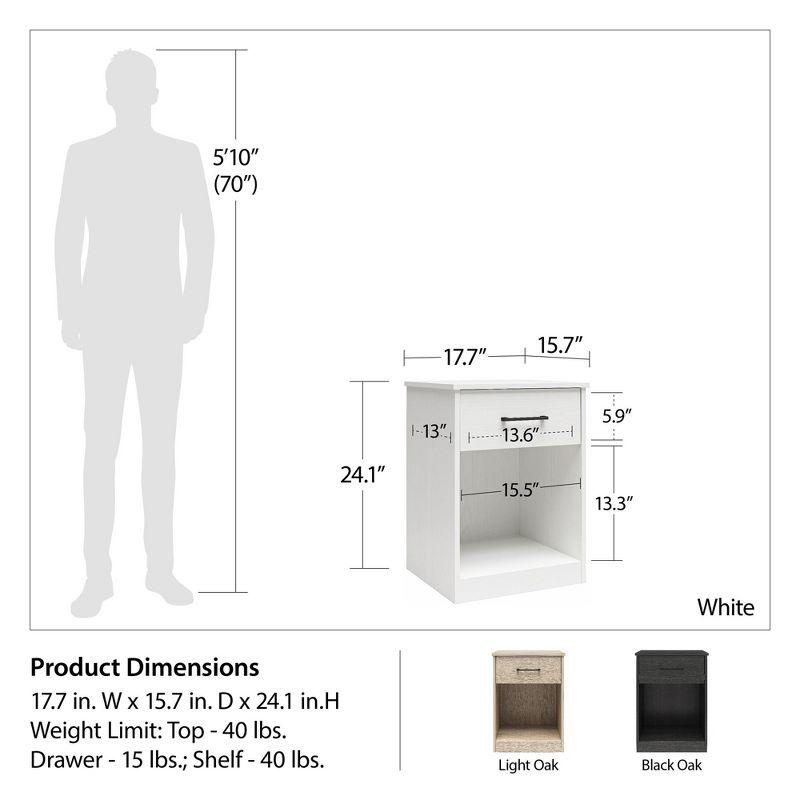 Ameriwood Home BrEZ Build Collection Pearce Nightstand with Drawer, White