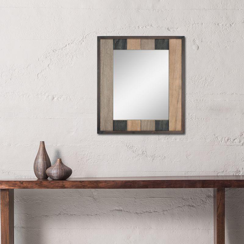 26.6" x 24" Rectangle Natural Wood Plank Mirror Brown - Stonebriar Collection: Stylish Rustic Frame, Easy Wall Mount