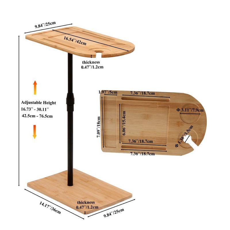 360° Rotatable Sofa Tray Table for Couch Arm - C-Shaped End Table with Phone & Tablet Slots, TV Tray Table, Side Table Tray for Living Room & Bedroom