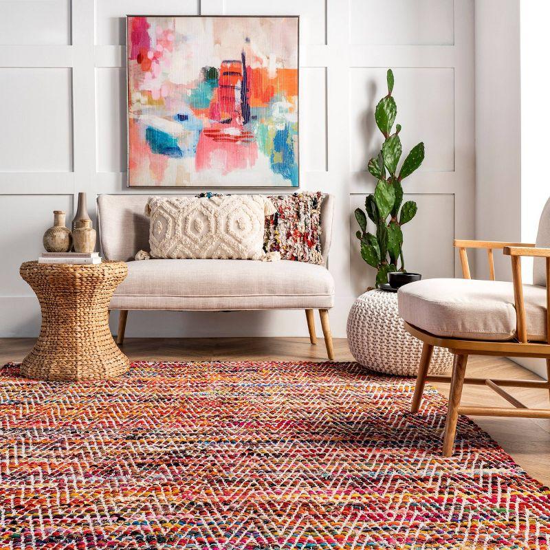 3'x5' Hand Woven Chevron Rochell Area Rug Magenta - nuLOOM: Flatweave, Contemporary, Indoor, Polyester & Cotton