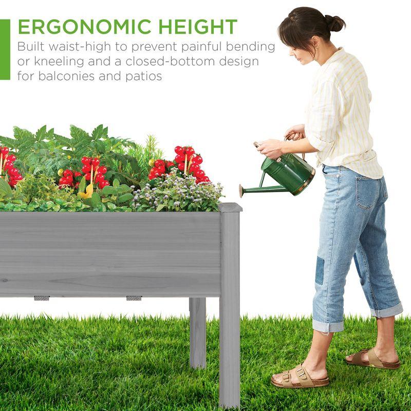 48x24x30in Raised Garden Bed, Elevated Wood Planter Box Stand for Backyard, Balcony w/Bed Liner