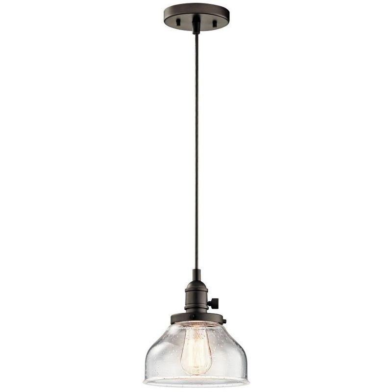 Avery 8.5" 1 Light Bell Mini Pendant with Clear Seeded Glass Chrome