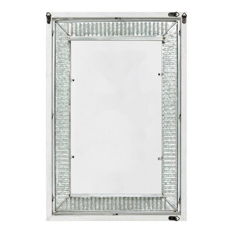 Deely 34.4" Rustic White Wooden Frame Wall Mirror with Galvanized Metal