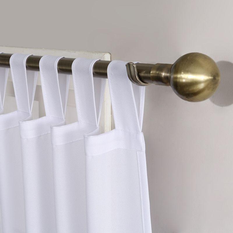 40"x108" No. 918 Light Filtering Semi-Sheer Joshua Heathered Texture Tab Top Curtain Panel White: Transitional Style, Machine Washable