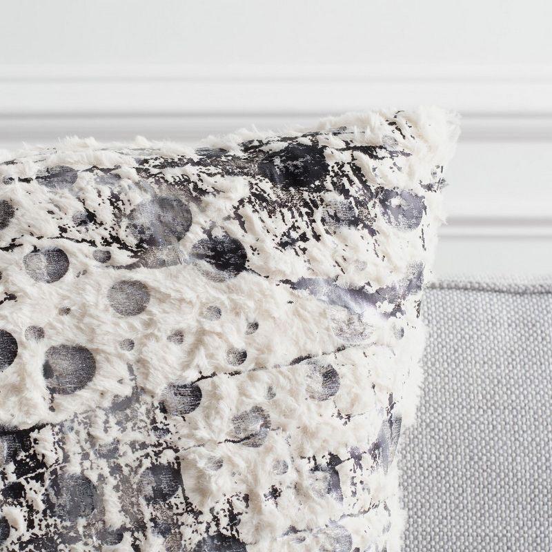 White Faux Fur Abstract Pattern Square Pillow Set