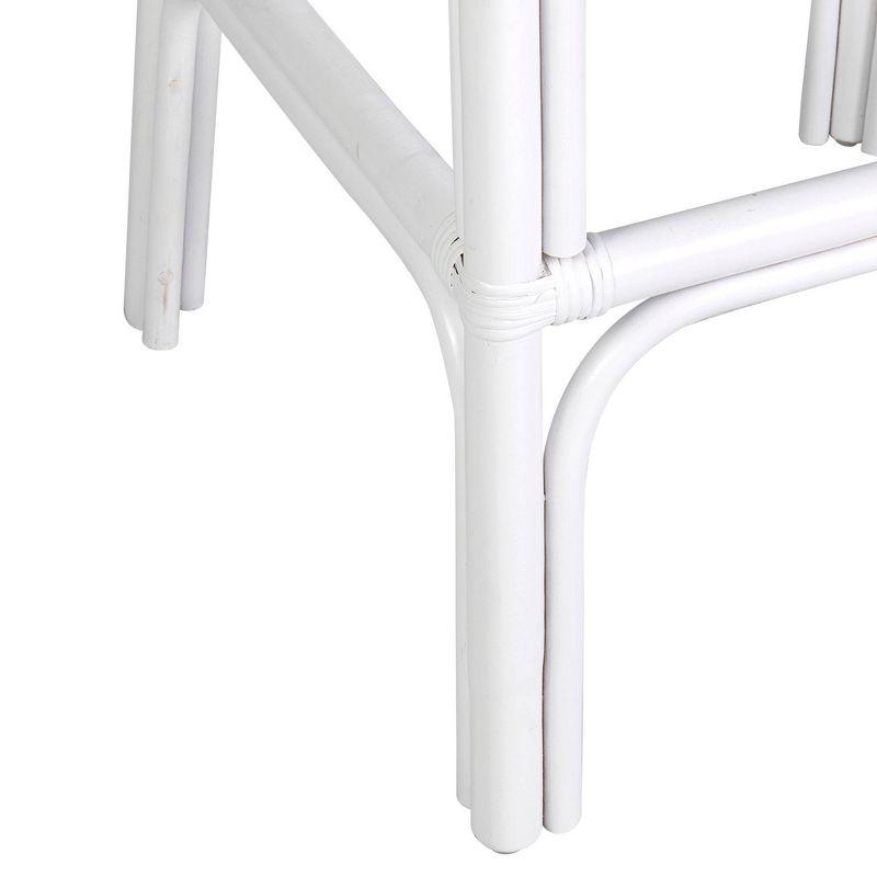 Stacie White Rattan Barstool with Beige Cushion