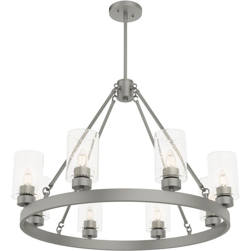 Hartland Matte Silver 8-Light Seeded Glass Candle Chandelier