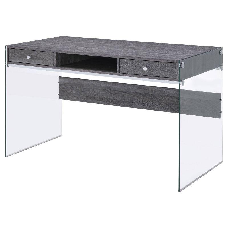 Dobrev 2 Drawer Writing Desk with Glass Base - Coaster