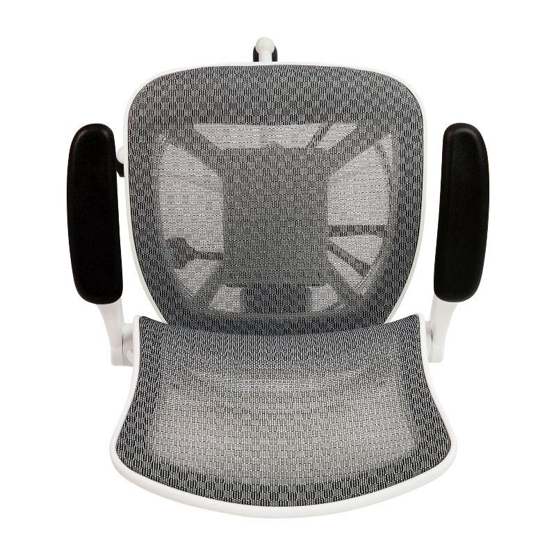 Emma and Oliver Mid-Back Transparent Mesh Drafting Chair with Flip-Up Arms