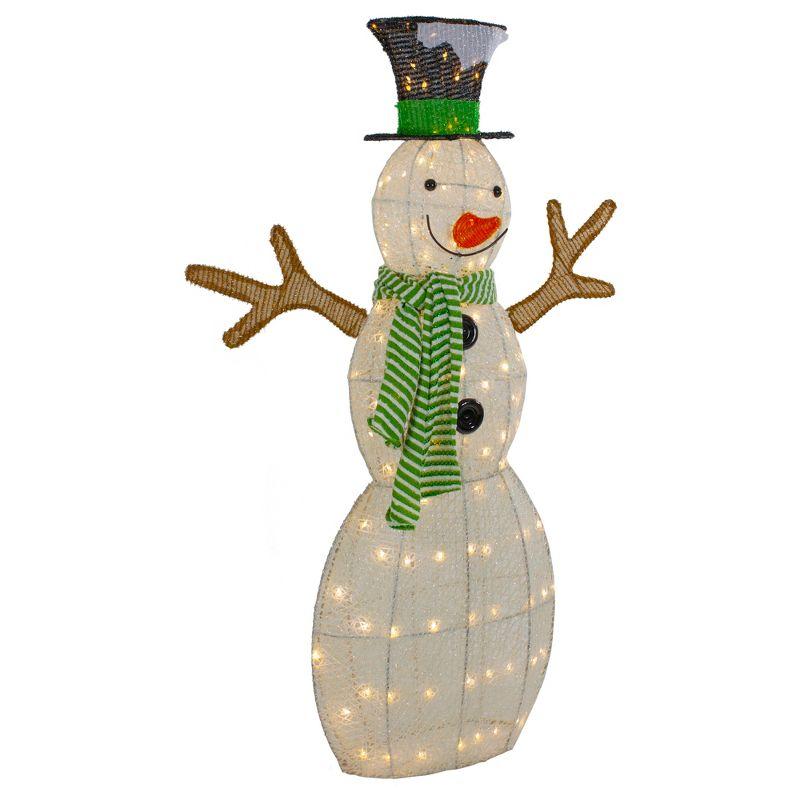 Northlight 43" LED Lighted Snowman with Top Hat and Green Scarf Outdoor Christmas Decoration