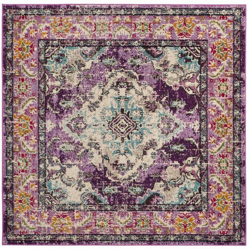 Monaco MNC243 Power Loomed Indoor Area Rug - Violet/Light Blue - 5'x5' - Safavieh.