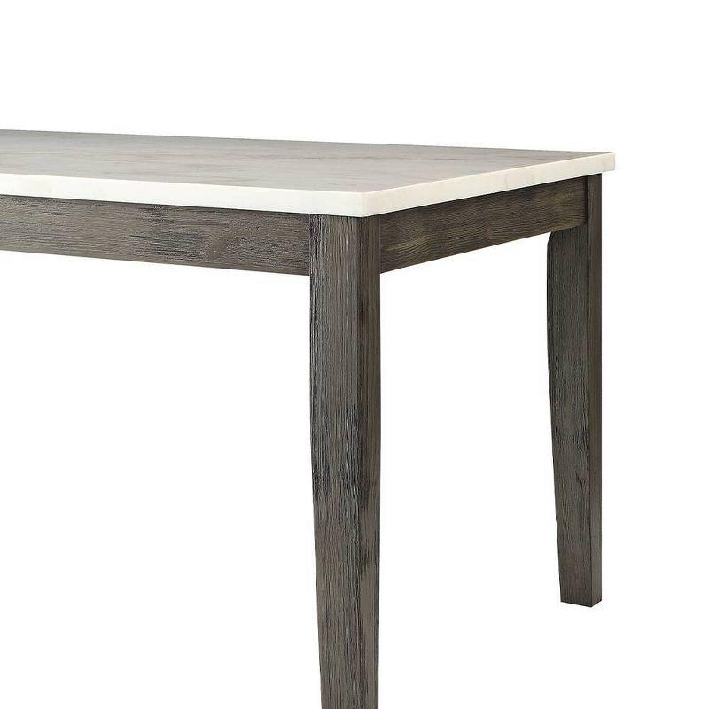 64" Merel Dining Table White Marble/Gray Oak - Acme Furniture: Sturdy Wood, Seats 6