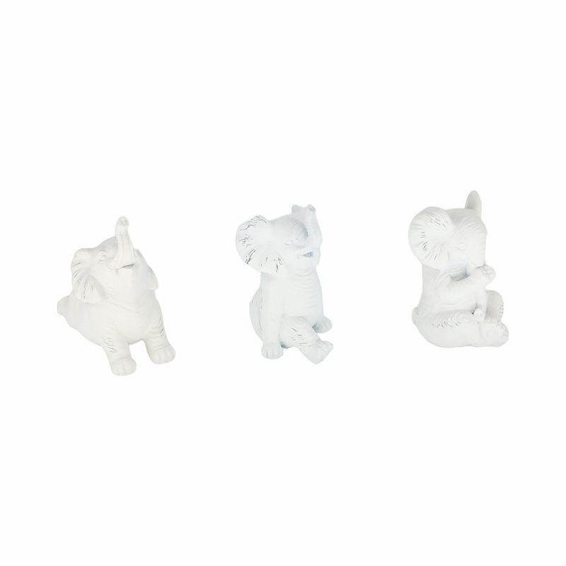 Sagebrook Home Set of 3 Yoga Elephant Figurines - Classic White Polyresin Sculpture of Yoga Posed Eleplants - Home, Office, Yoga Studio Decor -