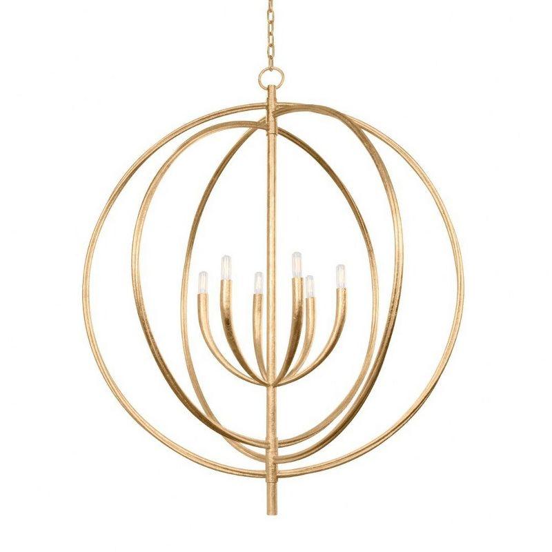 Vintage Gold Leaf 6-Light Indoor/Outdoor Pendant Chandelier