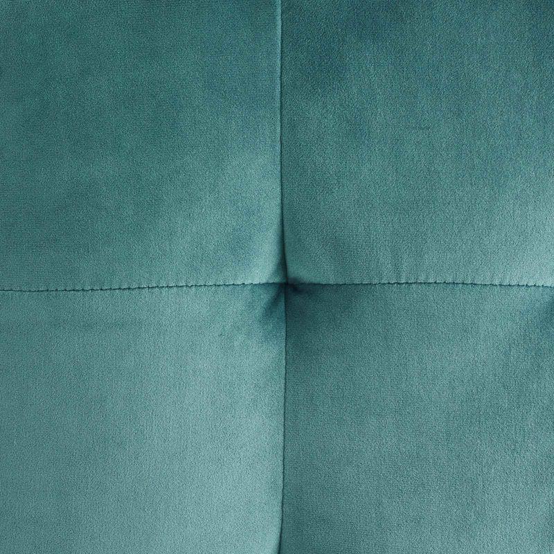 Teal Tufted Velvet Cube Ottoman with Button Details