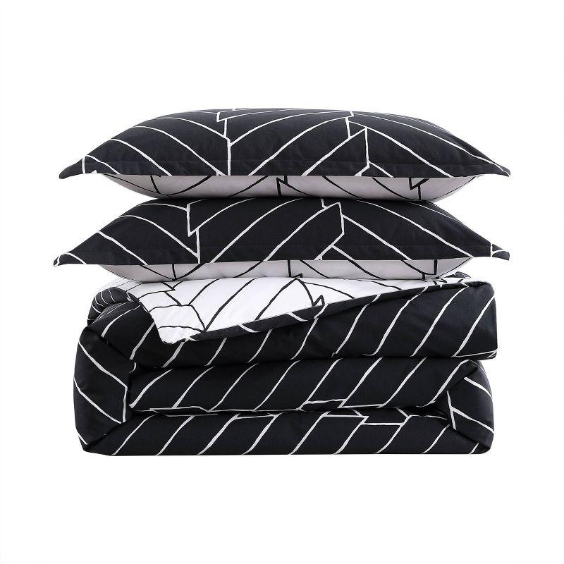 City Scene Ceres Black Standard Cotton 150 TC Reversible Duvet Cover Set