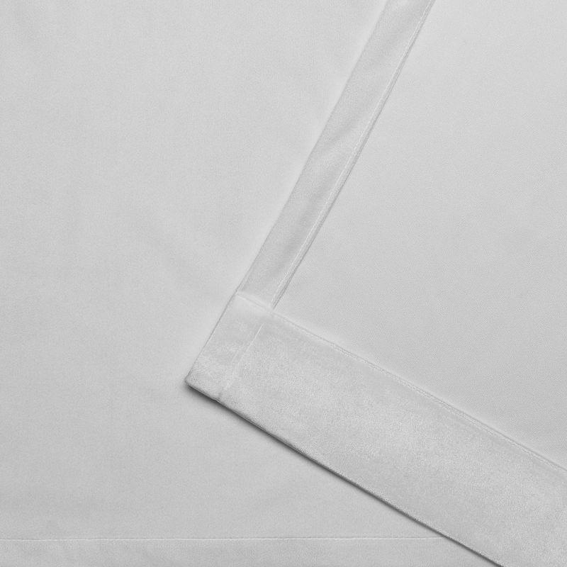 Set of 2 (96"x54") Velvet Back Tab Light Filtering Window Curtain Panels White - Exclusive Home: Polyester, Plain Weave