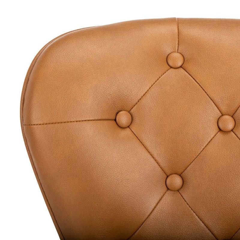 Ashby 26"H Mid-Century Modern Leather Tufted Swivel Counter Stool (Set of 2) - FOX1702 - Camel - Safavieh Couture