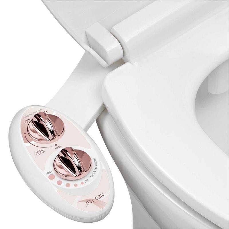 LUXE Bidet NEO 120 Mechanical Attachment Bidet Rose Gold: Elongated ABS Toilet Seat, 18-Month Warranty