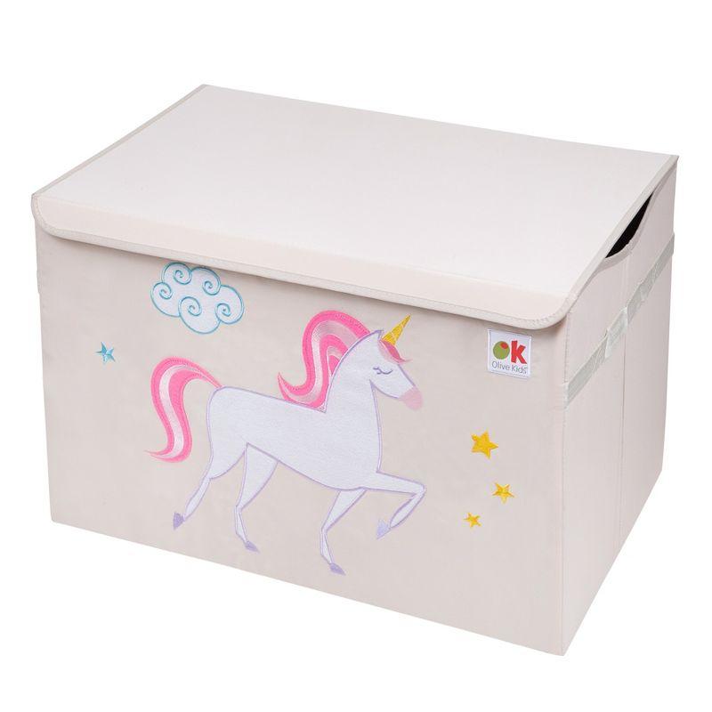 Unicorn Beige Fabric Foldable Toy Storage Chest