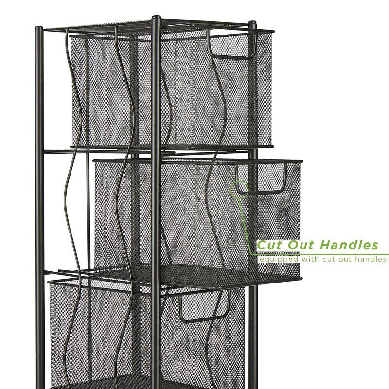 Mind Reader Mind Reader Rolling Cabinet with Drawers, Desk Organizer, Storage, 8"L x 11"W x 31.5"H, Black