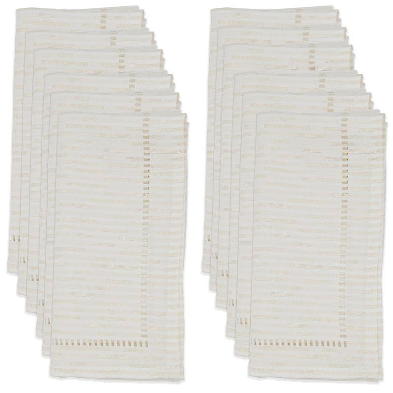 Saro Lifestyle Hemstitched Design Napkin, 20" Square, Ivory (Set of 12)