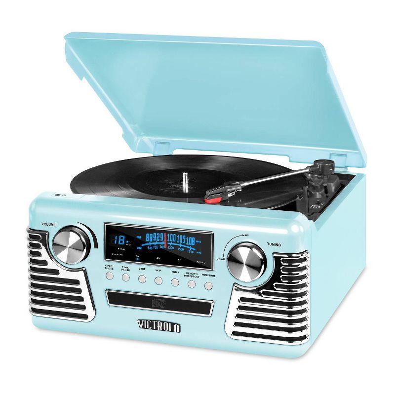 Teal Retro Bluetooth Record Player with AM/FM Radio