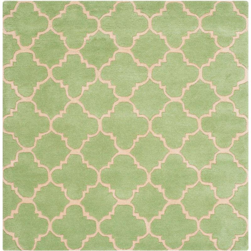 Elegant Hand-Tufted Wool Square Rug in Plush Green - 4' x 4'