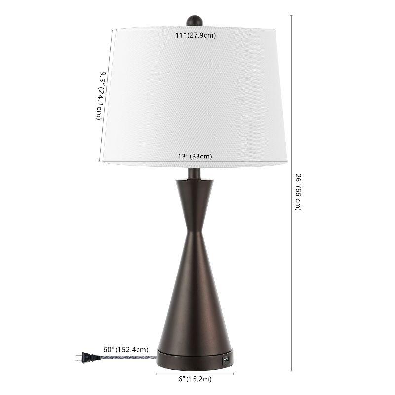 JONATHAN Y Colton French Country Farmhouse Iron LED Table Lamp with USB Charging Port