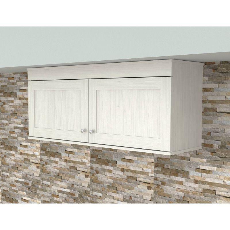 2 Doors Wall Mounted Buffet Cabinet White - Inval: Transitional Style, Adjustable Shelves, Melamine Finish