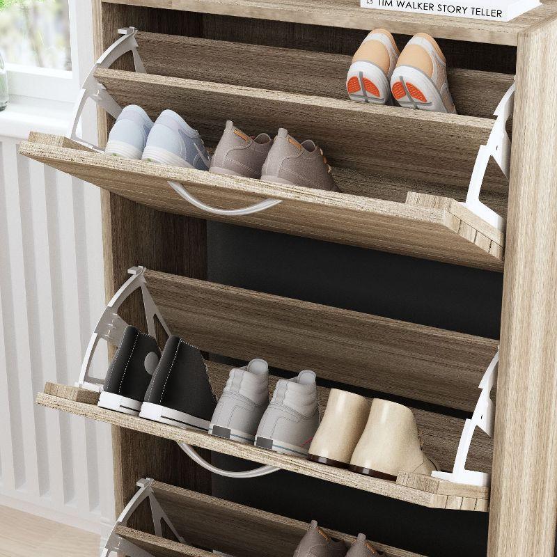 FUFU&GAGA Brown Entryway Modern Shoe Storage Rack Organizer with 3 Drawers