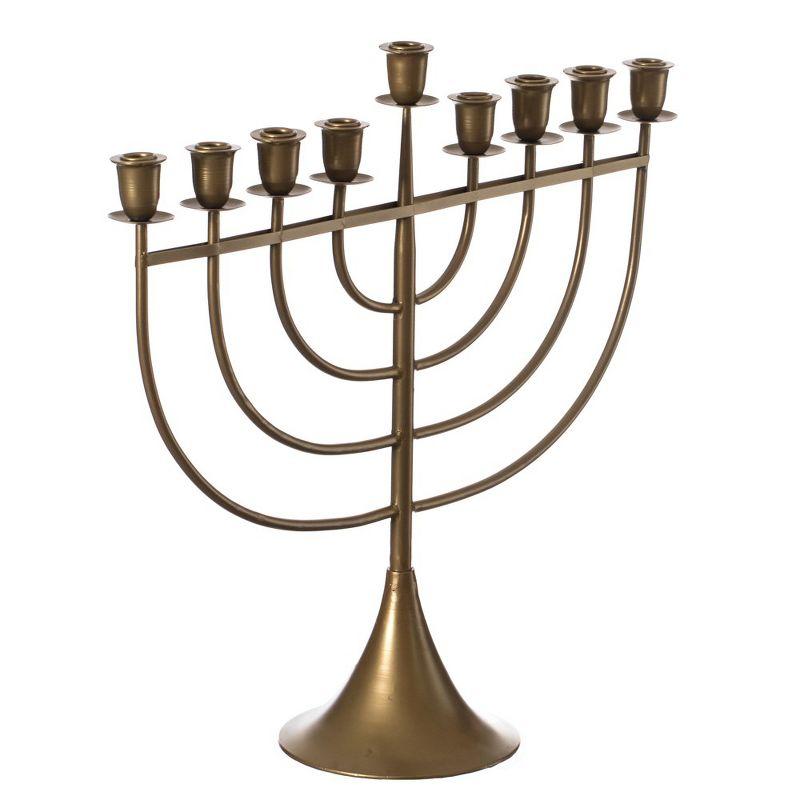 Modern Brass Hanukkah Menorah with 9 Branches