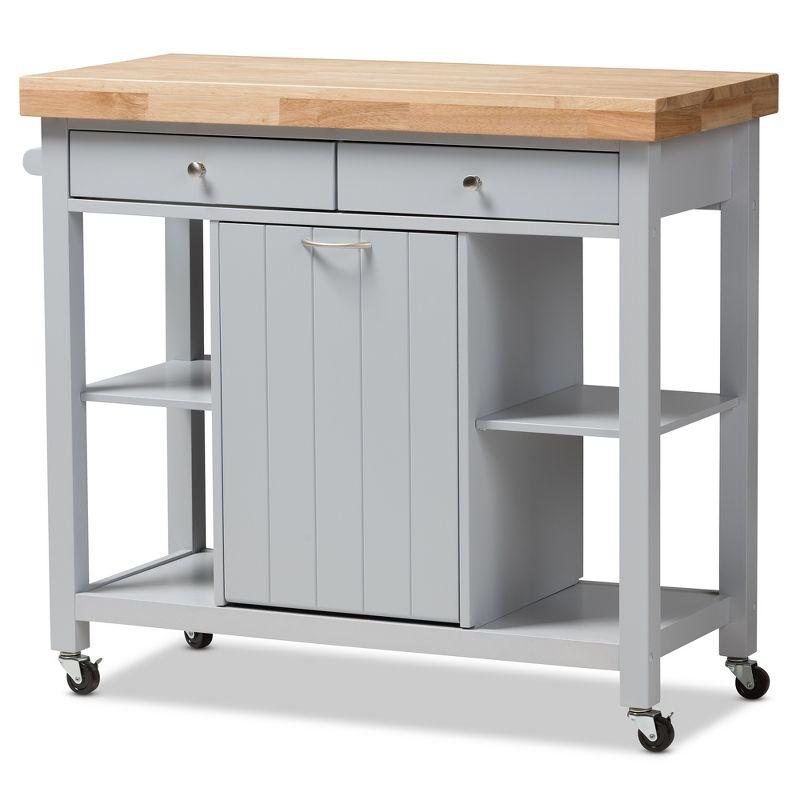 Hayward Kitchen Cart: Storage, Prep Station, Pull-Out Trash - Baxton Studio
