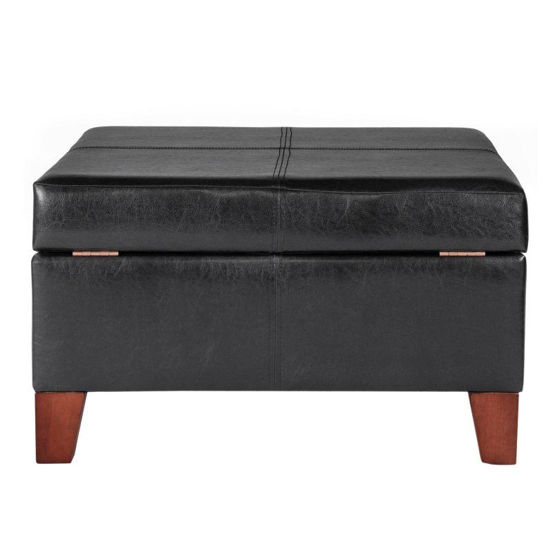 Tufted Black Faux Leather Square Cocktail Ottoman