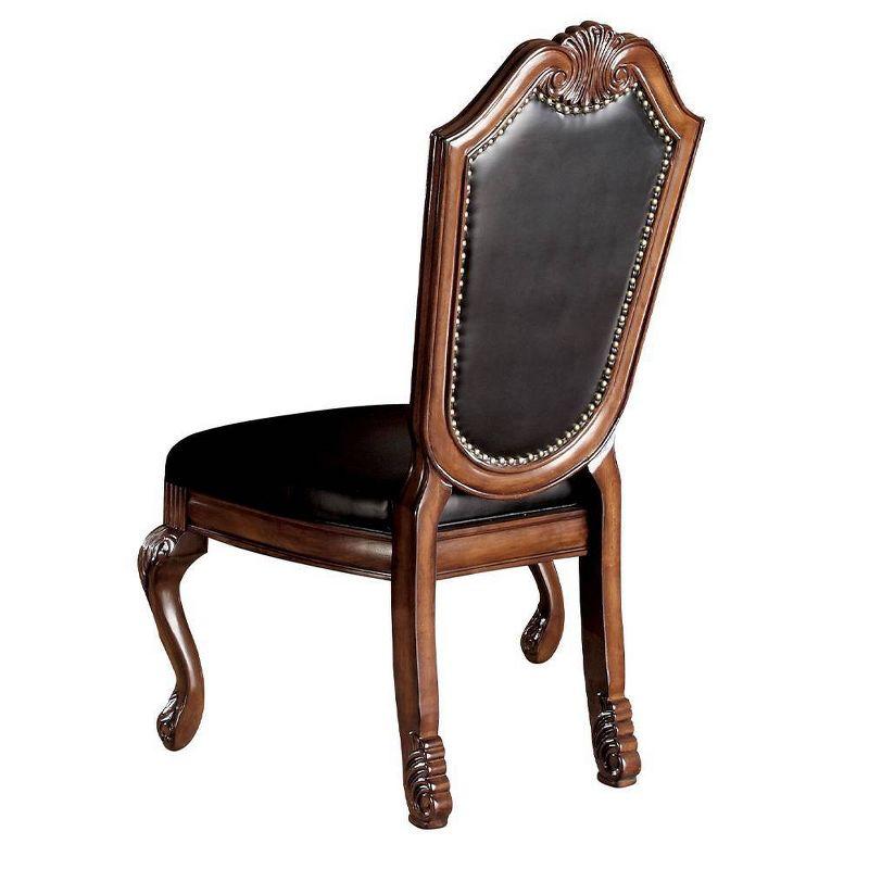 Chateau De Ville 23" Dining Chairs Black and Cherry - Acme Furniture: Elegant Nailhead Trim, High Backrest, PU Leather